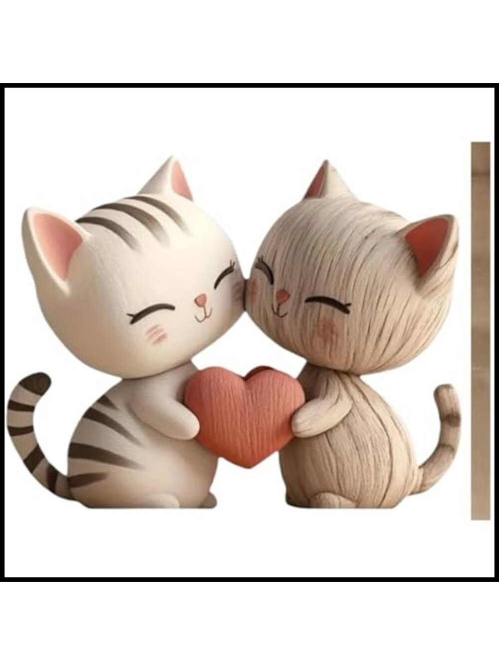 2D Flat Cat Couple Wooden Statue Minimalist Tabletop Decor Gift for Couples